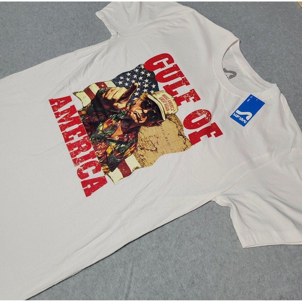 Surf Style Gulf of America MAGA T-Shirt White Size L New NWT Trump Novelty Tee
